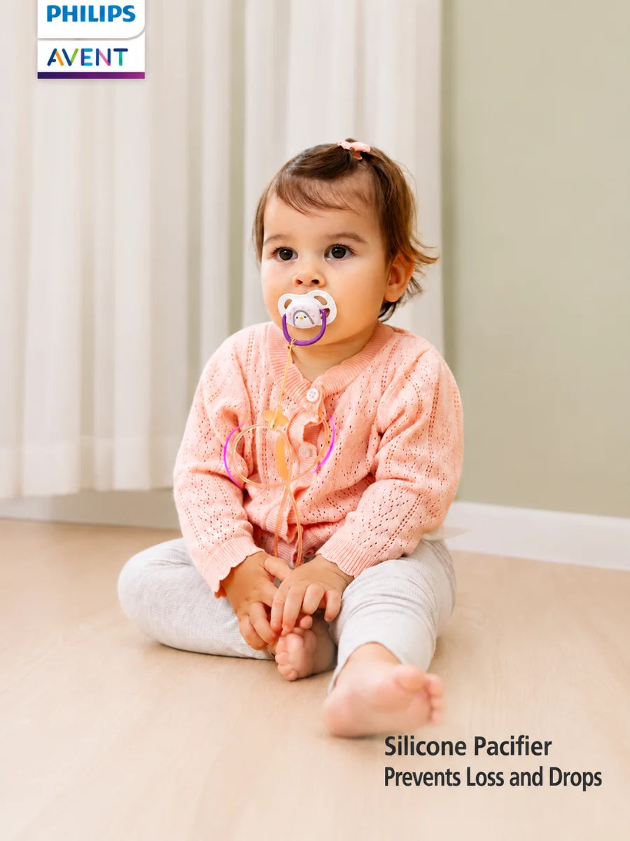 Catenella Anti-Caduta per Ciuccio Avent in Silicone 51cm, Cinghia Portaciuccio in Silicone Liquido Alimentare Bollibile per Ciuccio e Cucchiaio Massaggiagengive