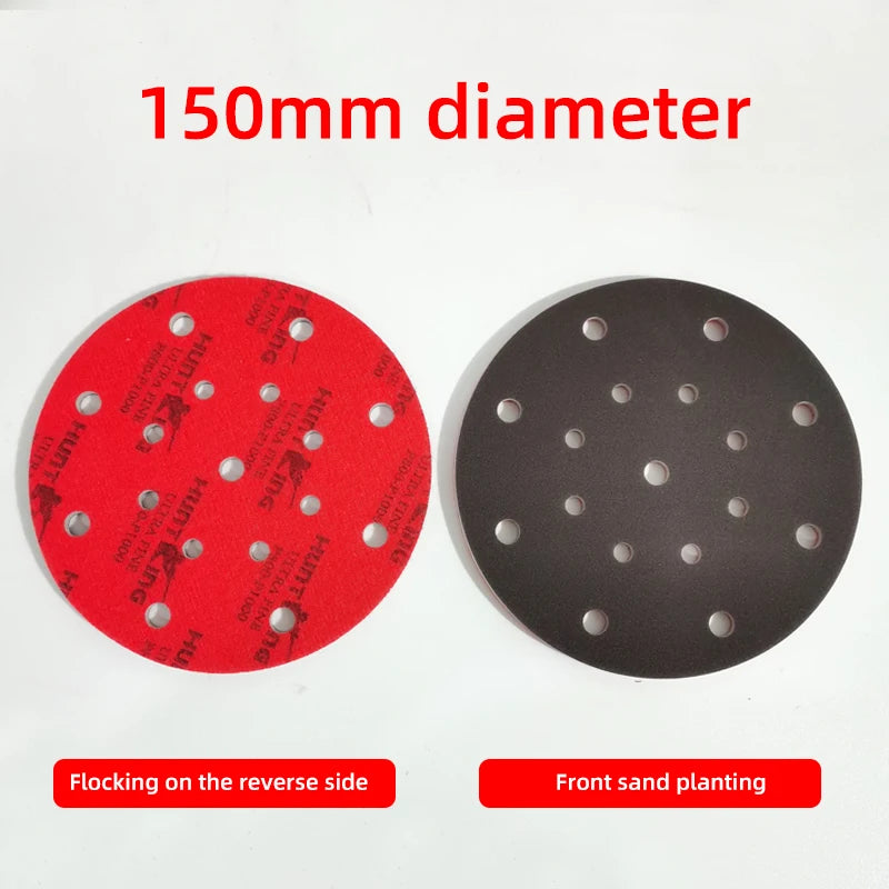 Disco abrasivo in spugna da 6 pollici 150 mm con 17 fori per levigatrice FESTOOL MIRKA 3M ecc. Lucidatura della vernice per auto floccaggio carta vetrata a secco