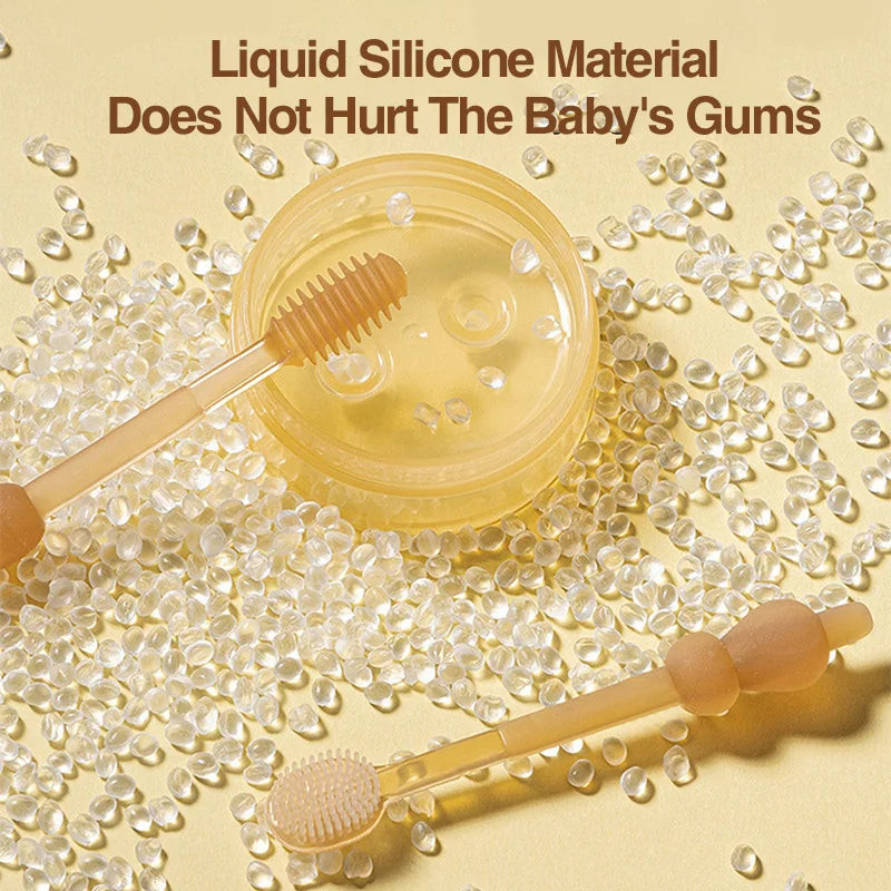 MAMIJOY 3-in-1 Spazzolino per lingua in silicone per bambini Infantile per bambini Igiene orale Spazzolino da denti Spazzolino da denti per addestramento con coperchio BPA gratuito BY11