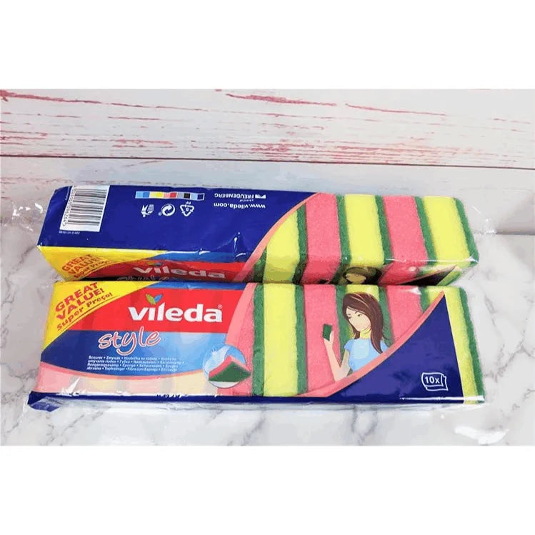 Vileda Abrasivi Style Confezione da 10 Spugne, Multicolore, 35x30x31 cm, Set di 10 Spugne per Lavastoviglie