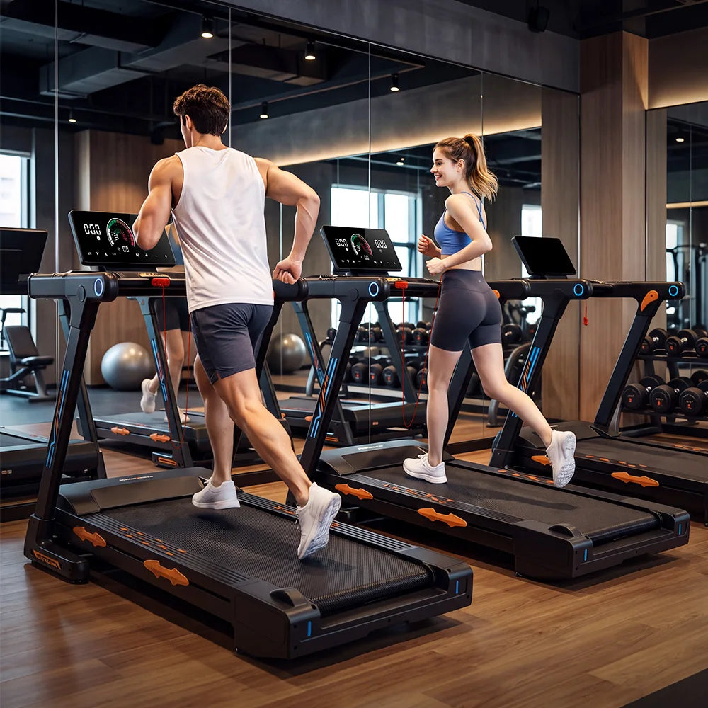 Treadmill Pieghevole FT71 4.0HP, Pedana da Camminata con Inclinazione Automatica del 24%, Macchina da Corsa con APP, Ricarica Wireless, Display LED, Capacità 150KG