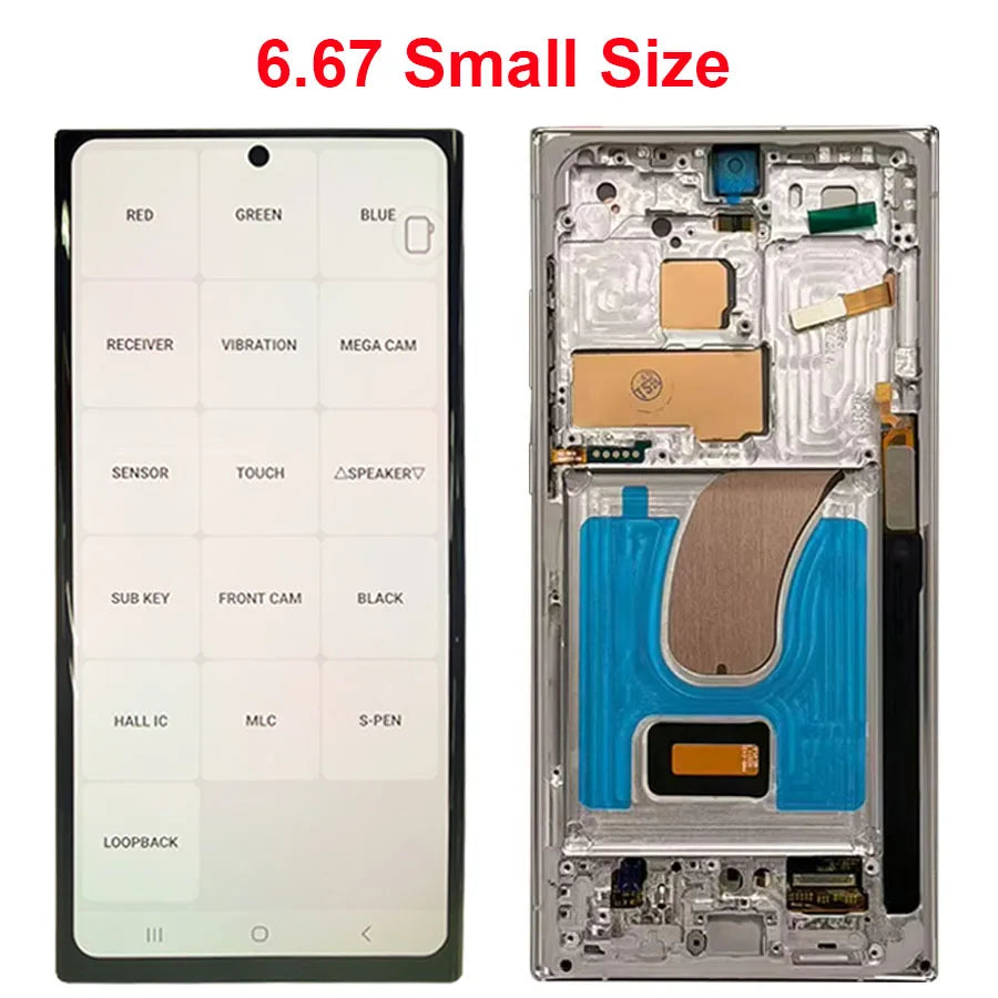 Schermo AMOLED da 6,67'' per Samsung Galaxy S23 Ultra, display LCD touch con cornice, sostituzione display, supporto S Pen, impronta digitale