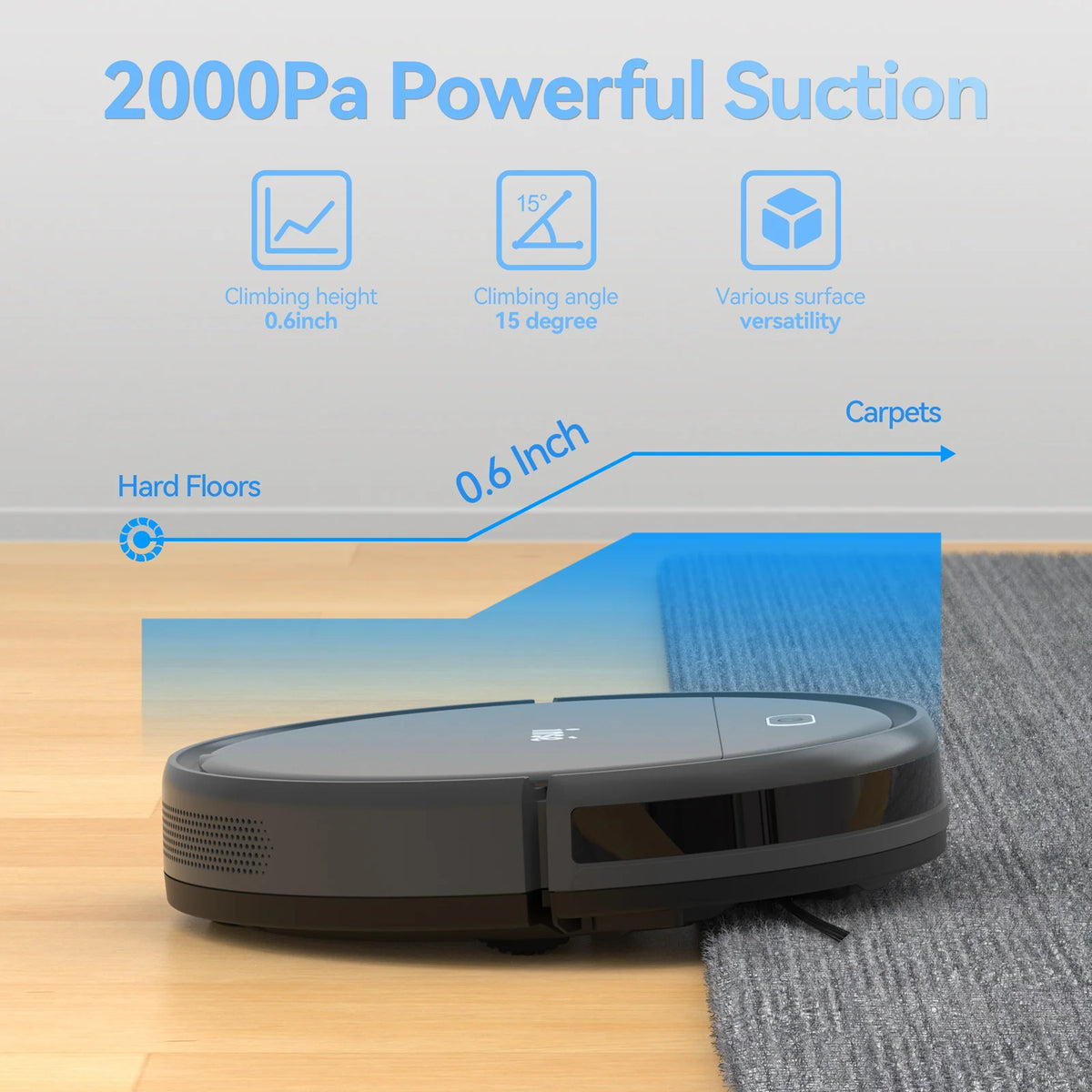 Robot Aspirapolvere 3-in-1 con Pulizia Automatica, Spazzatrice Autonoma con Potente Aspirazione, Mop Staccabile per Casa, Tappeti e Peli di Animali