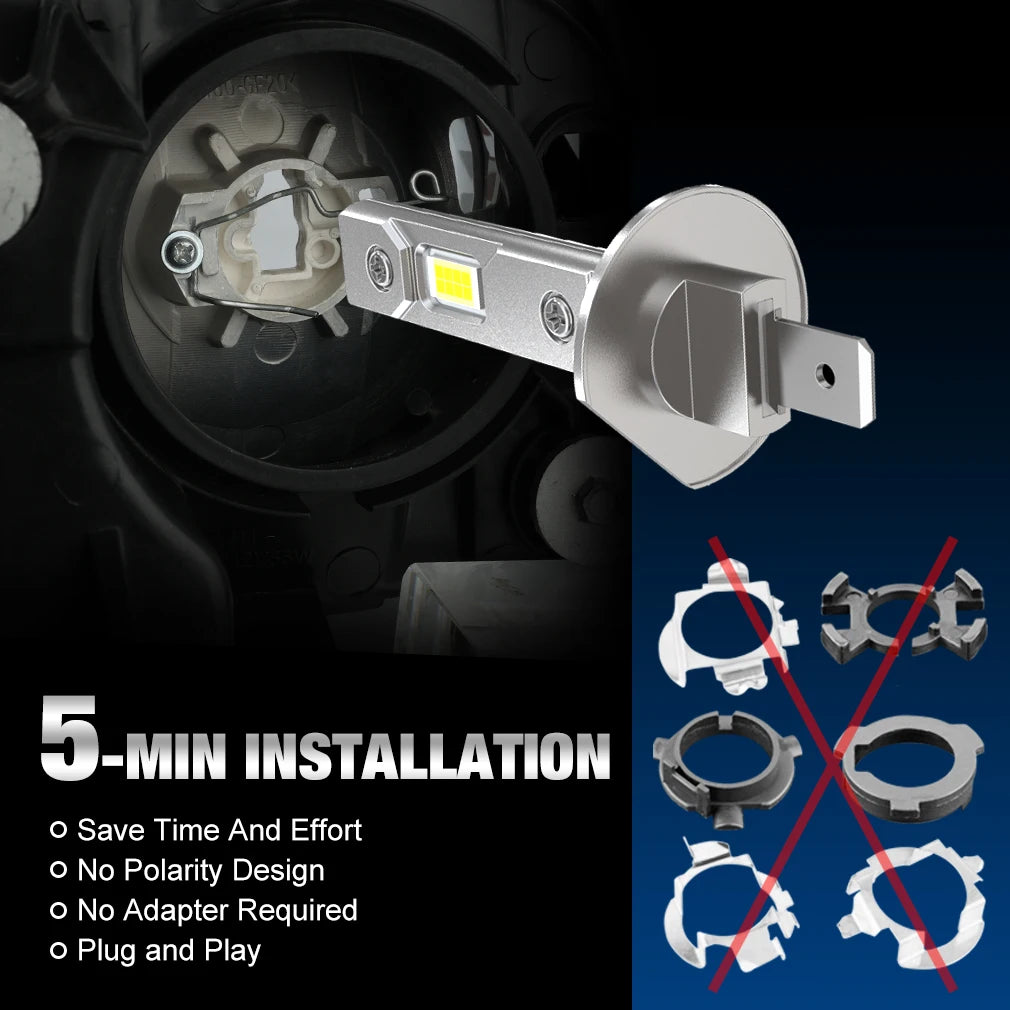 XSTORM H1 H3 Lampadina per fari a LED Mini 50W 20000LM CSP per fari per auto Fanless Luce Auto Diodo Fendinebbia 12V 6000K Automobile