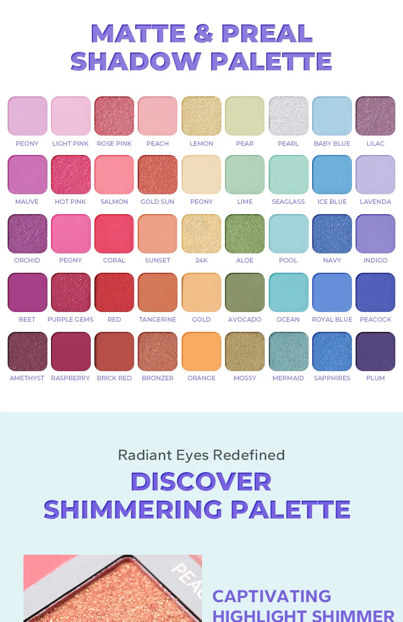 Beauty GlazedSpring's Faves BePerfect Beauty Palette di ombretti impermeabili Evidenziatore luccicante e trucco smaltato per contorno occhi