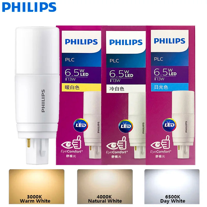 Tubo LED Philips PLC 2P G24d 6.5W MyCare, Luce Bianca 3000K 4000K 6500K, Lampada da Interno a 2 Pin, Sostituzione per Tubi Fluorescenti PLC