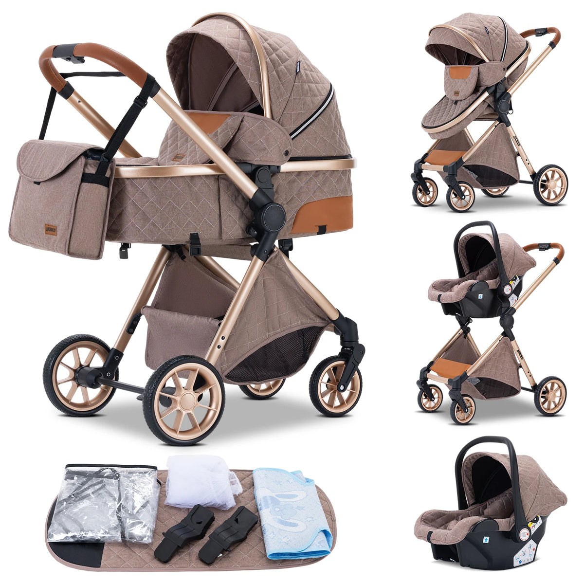 Passeggino 3 in 1 Passeggino multifunzionale Facile da viaggio pieghevole Seggiolino di sicurezza per carrozzina portatile Standard UE Spedizione gratuita