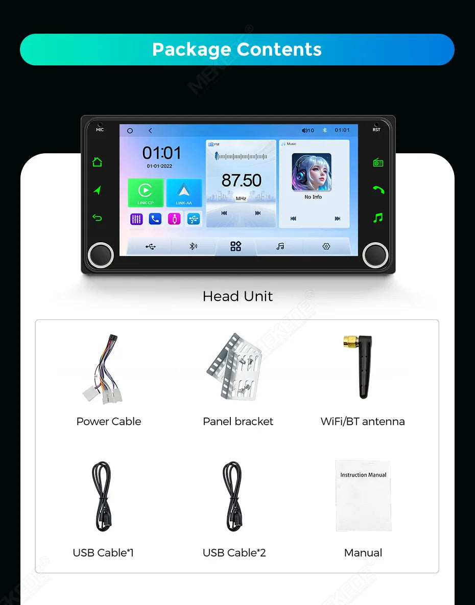MEKED Autoradio Linux 7 Pollici con CarPlay Wireless e Android Auto per Toyota Yaris Corolla RAV4 Avensis Aygo Prius, Lettore Multimediale Universale 4K con Schermo per Telecamera Posteriore