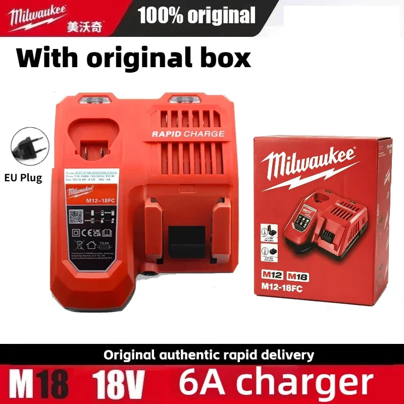 Caricabatterie multi-tensione Milwaukee M12-18FC, compatibile con M12 M18 48-11-1880, 48-11-2460, 48-59-1803, batteria Milwaukee a ricarica rapida