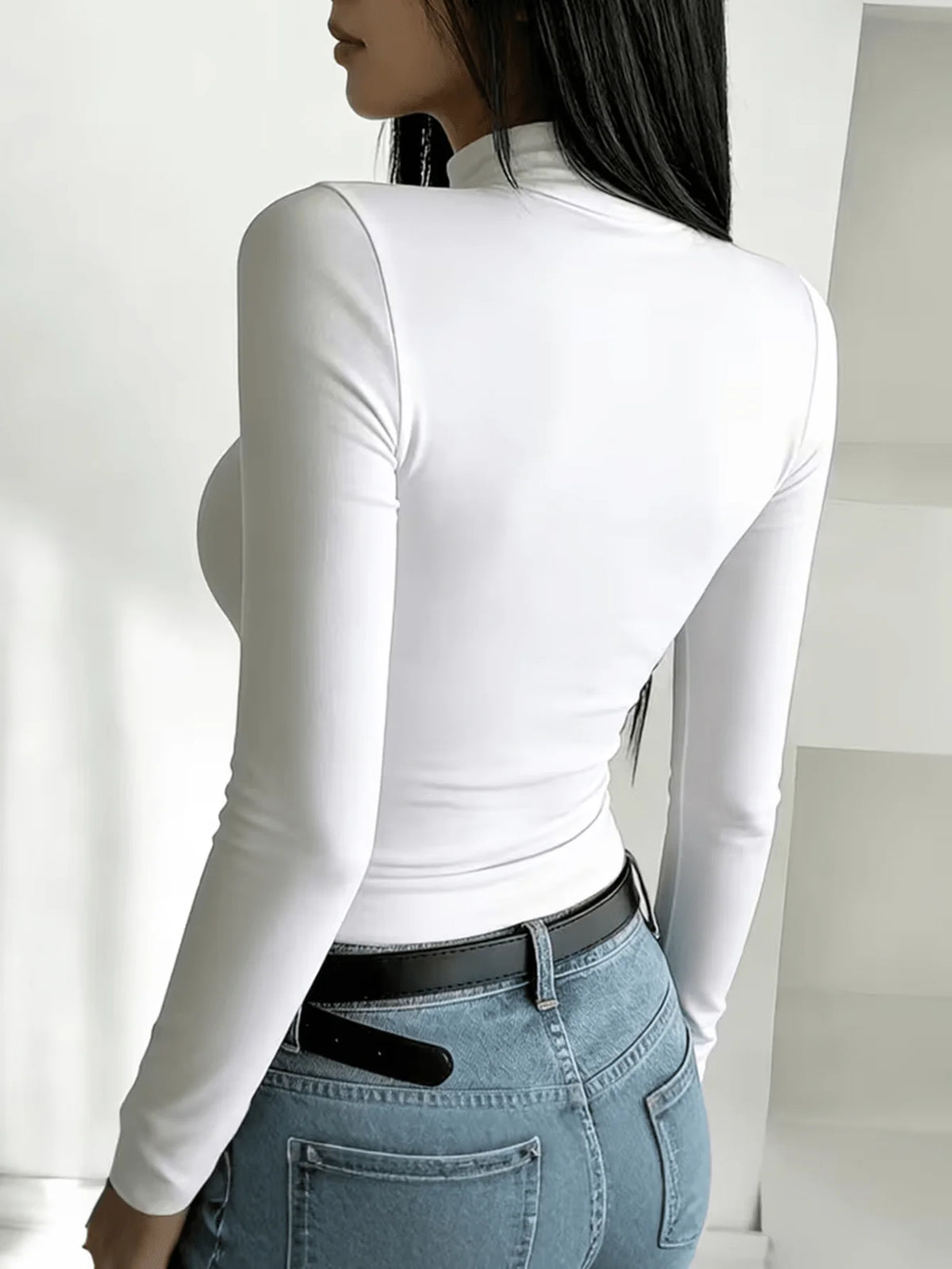Maglia calda a maniche lunghe, aderente, in stile casual Y2K, ideale per l’autunno e l’inverno, con stampa a fiocco di neve natalizia, da indossare come strato termico, modello lungo e alla moda.