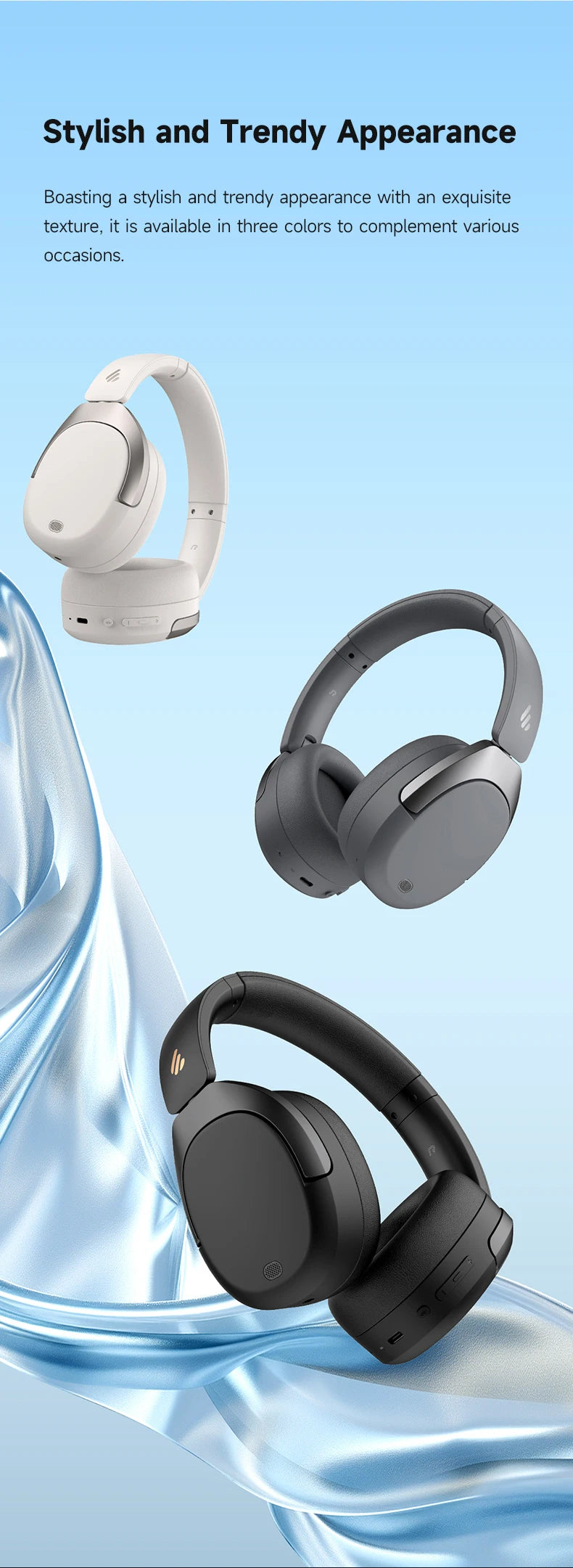 Cuffie Wireless Over-Ear EDIFIER W830NB - ANC -45dB, Hi-Res LDAC, Bluetooth 5.4, 94 Ore di Riproduzione, Ricarica Rapida, Pieghevoli, Chiamate Multipoint AI, App ConneX