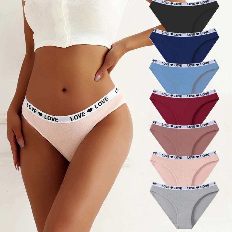 7 Pz/set Mutandine di Cotone da Donna Sexy Mutande a Righe Morbide Lettera Carina Slip per Ragazze Femminile Traspirante Stretch Lingerie XS-XL