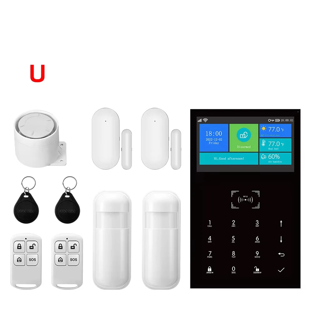 PG109 Sistema di Allarme Antifurto WiFi GSM da 4,3 Pollici per Casa, Compatibile con App Tuya, Controllo con Display della Temperatura