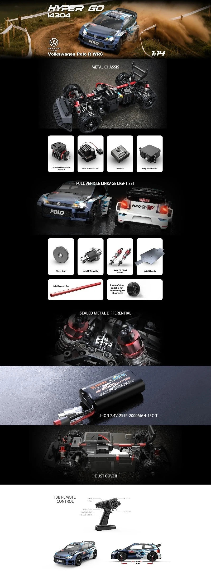 MJX HYPER GO 1/14 14304 14303 60KM/H Auto da Corsa RC Fuoristrada ad Alta Velocità con Trazione Integrale e Motore Brushless 2.4G, Regalo per Ragazzi