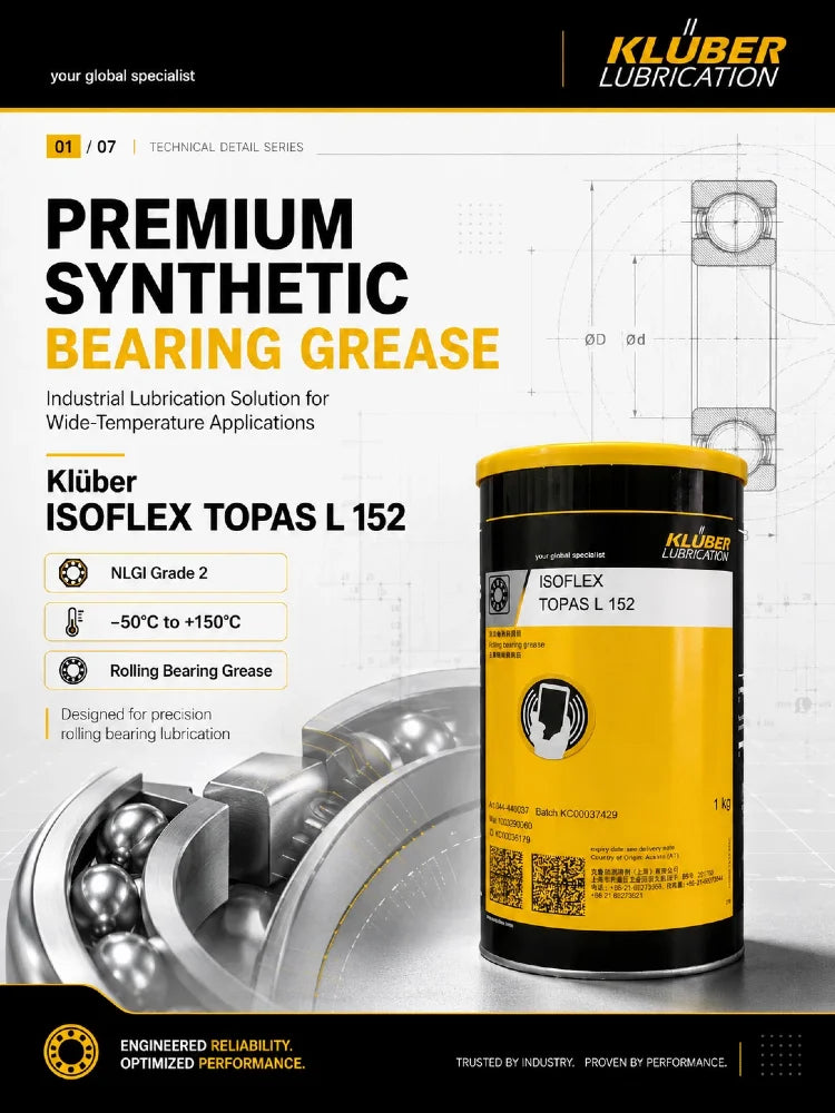 Grasso Sintetico Originale Kluber ISOFLEX TOPAS L 152 NLGI 2 Lubrificante per Cuscinetti di Motori Elettrici per Ampie Temperature