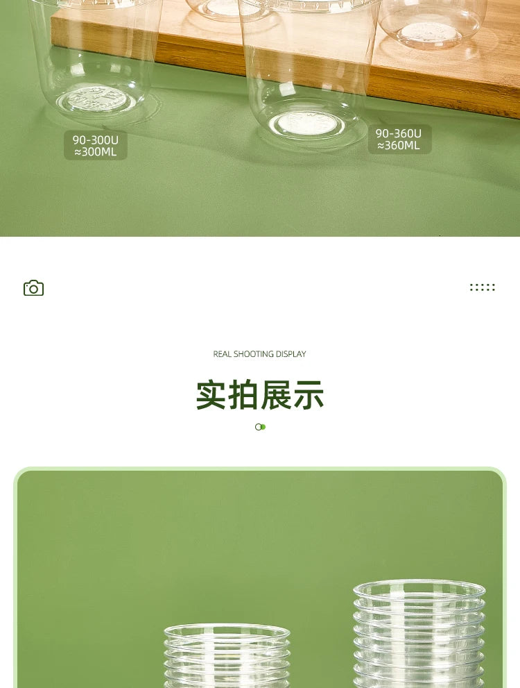 Tazza di plastica monouso per bevande fredde a forma di U, calibro 90, materiale PET, tazze da caffรจ trasparenti con coperchio, bicchiere da tรจ al latte sigillato