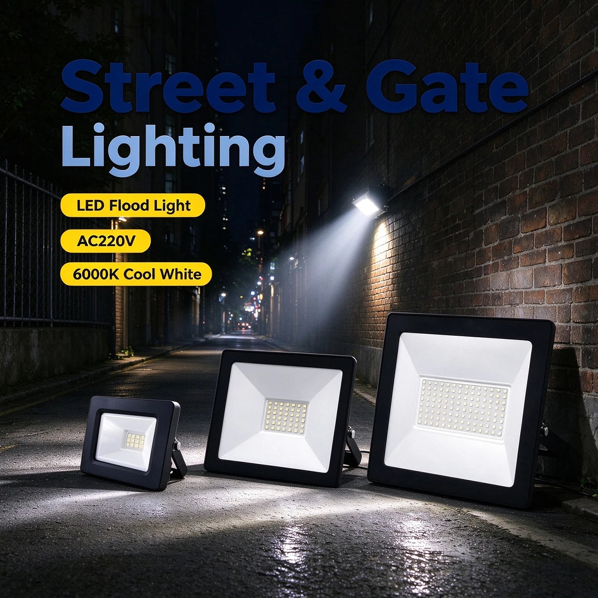 Faretto LED impermeabile IP65 10W 30W 50W 100W AC220V 6000K, faretto da parete per esterni, garage, strada, cancello, palestra, lampada per esterni