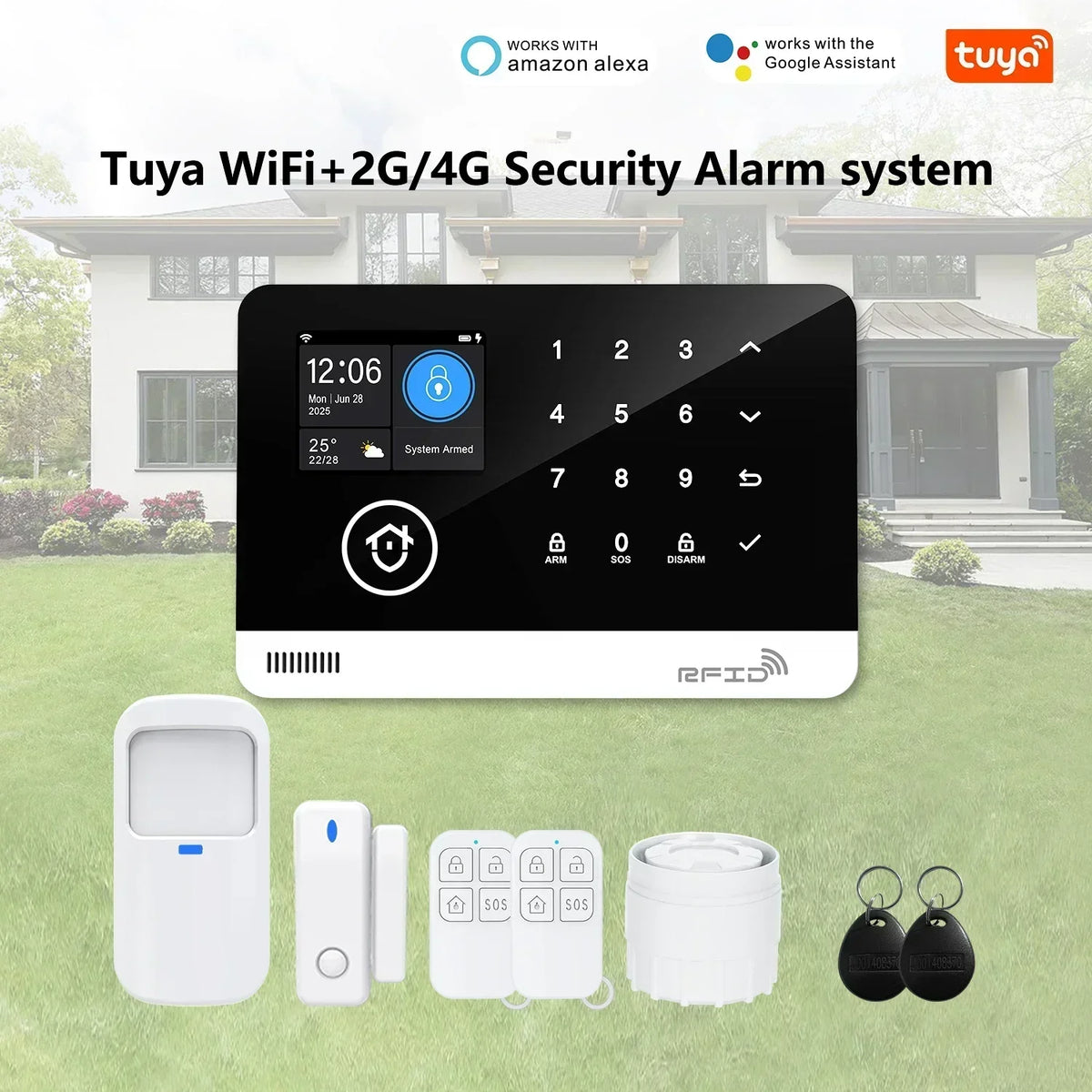 Kit Sistema di Allarme Domestico Intelligente Tugard con WiFi GSM, Sirena Wireless 120dB, Sensore di Movimento, Controllo Remoto tramite App Tuya