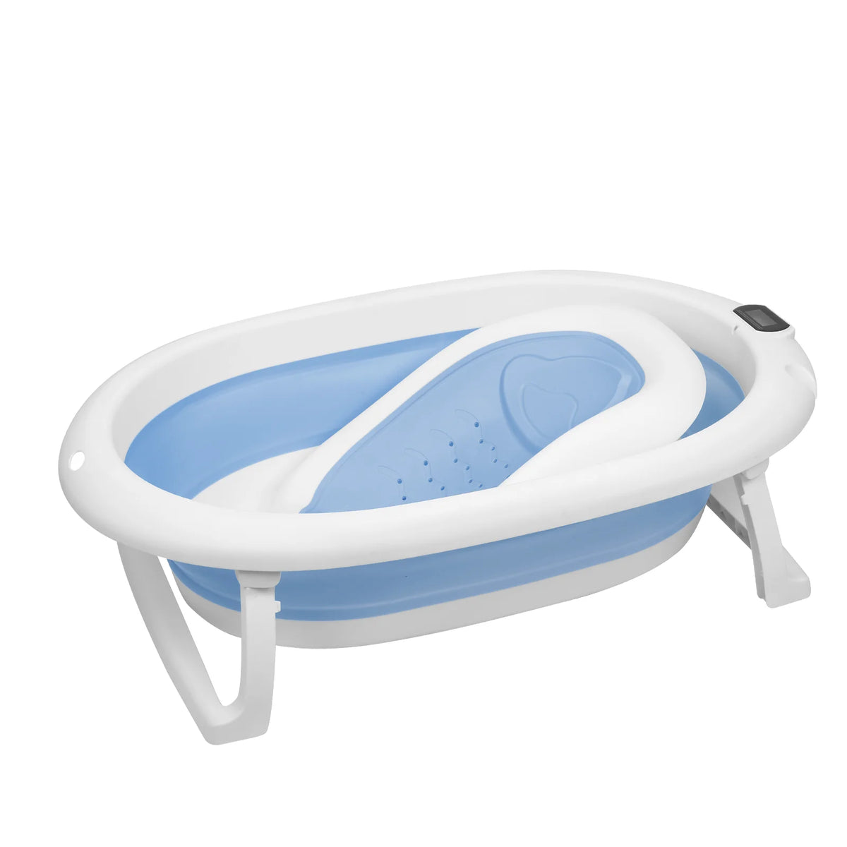 Vasca da bagno pieghevole per neonati con supporto – Vasca da bagno XXL per neonati con supporto, termometro 2.0, sedile da bagno e sistema di drenaggio – Perfetta per la doccia – Dalla nascita ai 3 anni – Ideale come