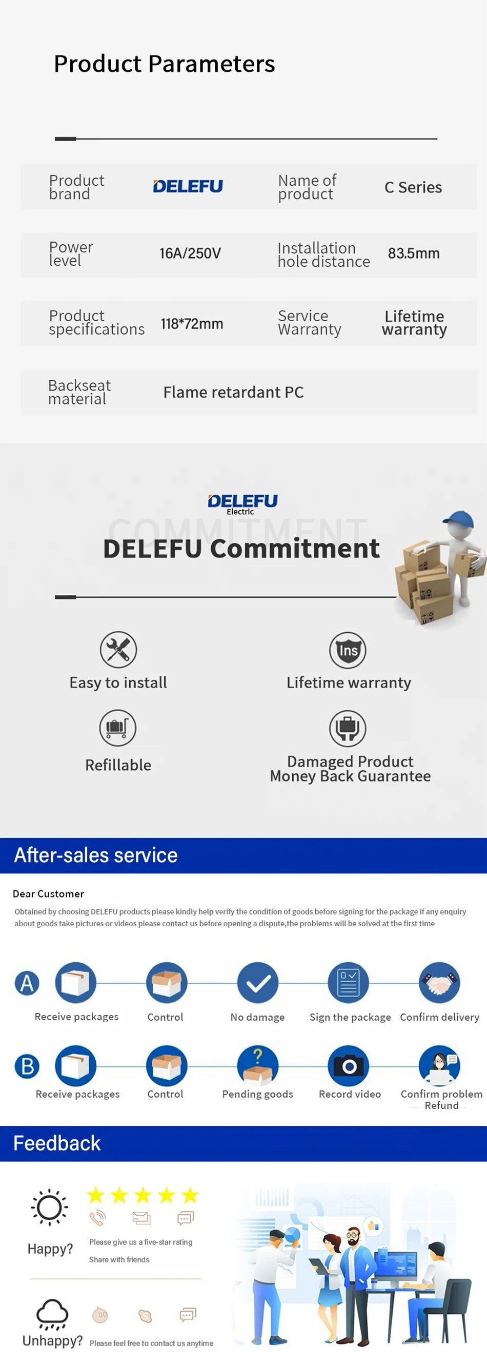 DELEFU Presa a Muro in Vetro Temperato Nero con USB Type-C per Ricarica Rapida, Interruttore Schuko, TV Sat, Telefono, Campanello, Italia/Cile