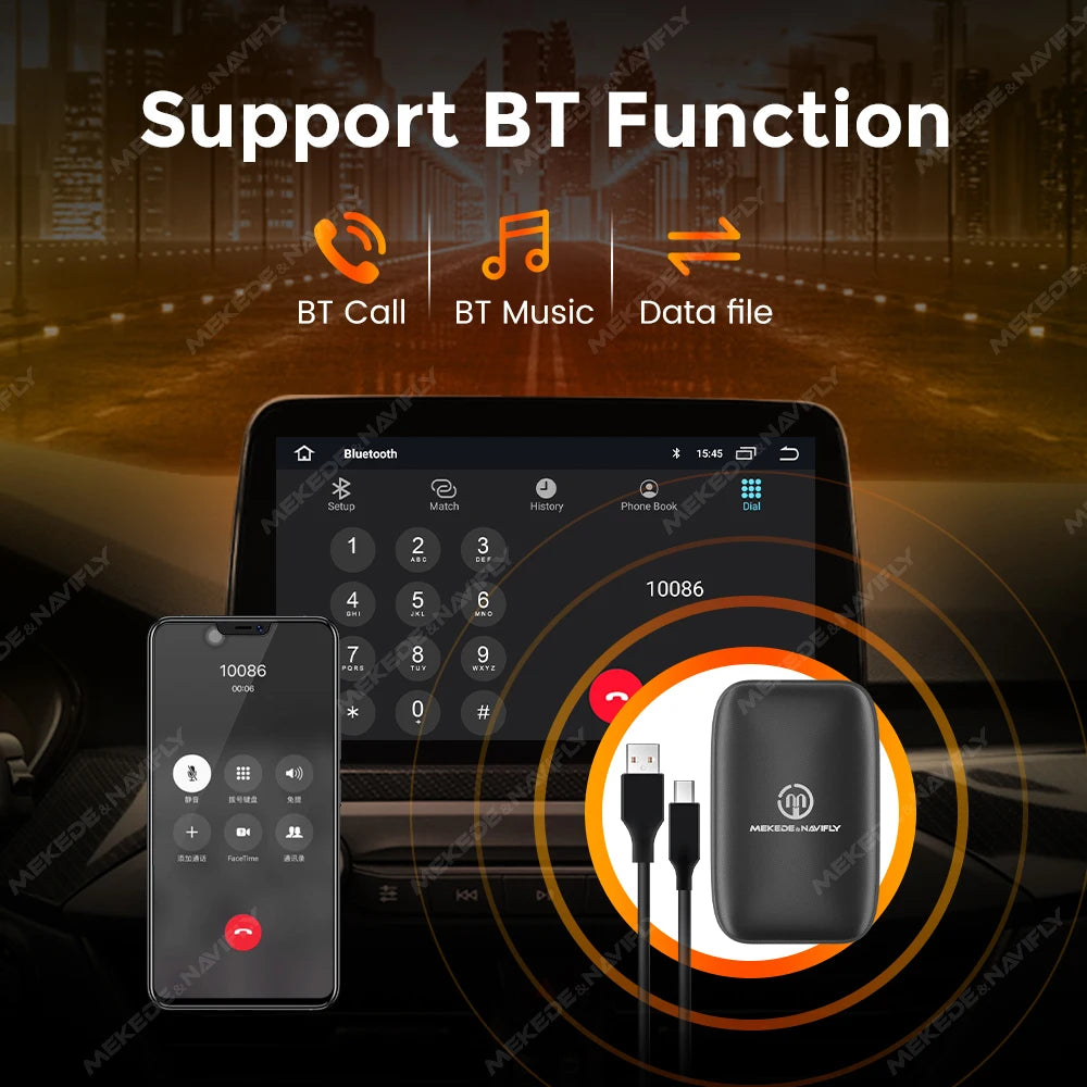 MEKEDE AI BOX Kit CarPlay con Sistema Operativo Android, CarPlay Wireless, Sistema di Intrattenimento Multimediale per Auto, Box TV Intelligente per Netflix e YouTube
