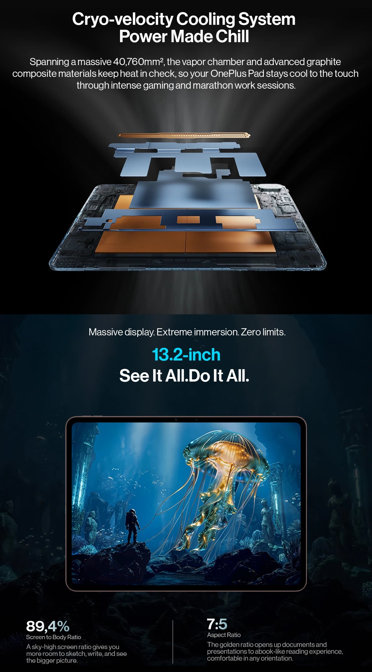 OnePlus Pad 4 Versione Globale Tablet WiFi – Display LCD da 13,2" 144Hz, Snapdragon 8 Elite Gen 5, 8 Altoparlanti, Fotocamera da 13MP, Batteria da 13380mAh, Ricarica Rapida SUPERVOOC da 80W (Caricabatterie non incluso)