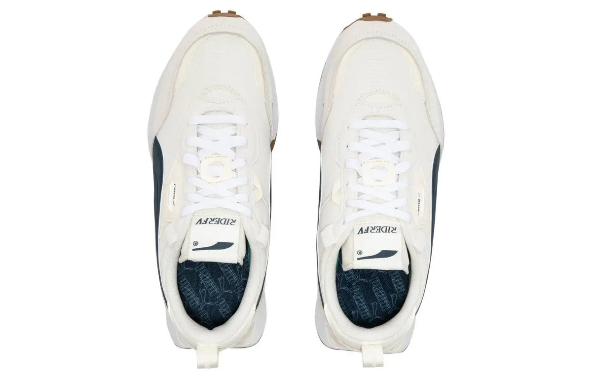 Scarpe sportive Puma Rider Fv Pop Fs in nylon e camoscio, resistenti all'usura, modello basso, per il tempo libero, sneakers bianche e blu 391925-03