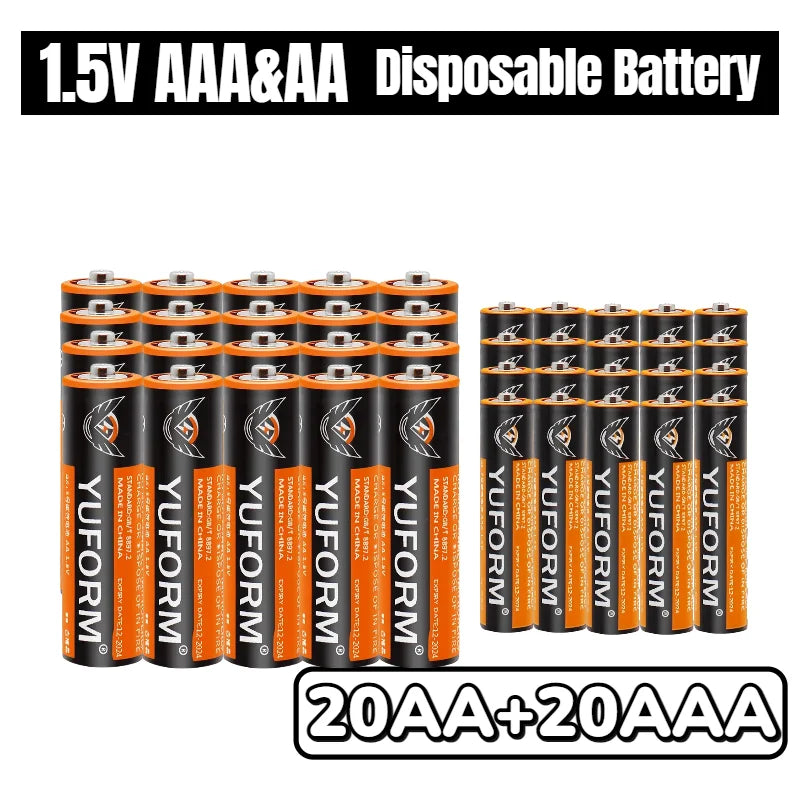 Batterie al carbonio zinco AA AAA da 1,5 V, confezione da 40 all'ingrosso per giocattoli, orologi, telecomandi, alimentazione di lunga durata, a prova di perdite