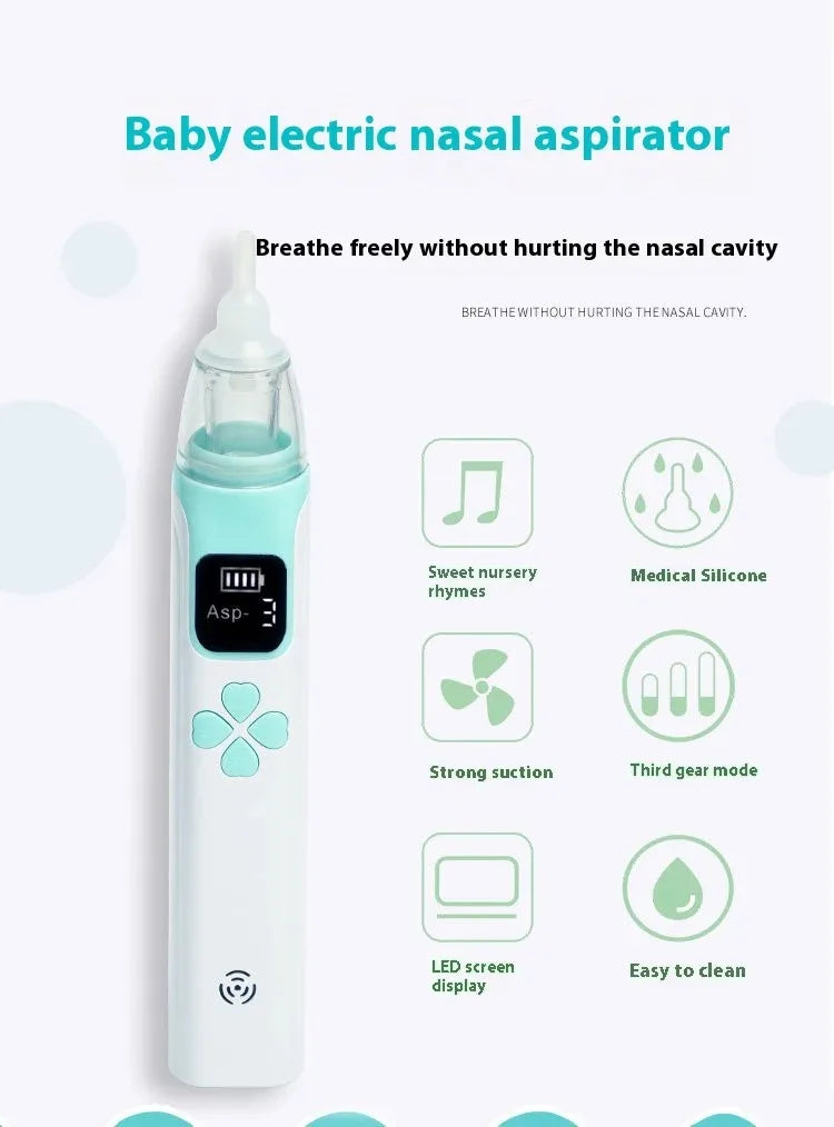 Aspiratore Nasale Elettrico per Bambini in Silicone con Aspirazione Regolabile, Sicuro, Pratico e Silenzioso