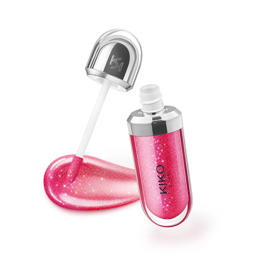 Kiko 3D Hydra LipGloss, rossetto e lucidalabbra a lunga tenuta, impermeabile, idratante, con effetto luminoso, blush, colori: brun, rosa, perla, mauve, eyeliner.