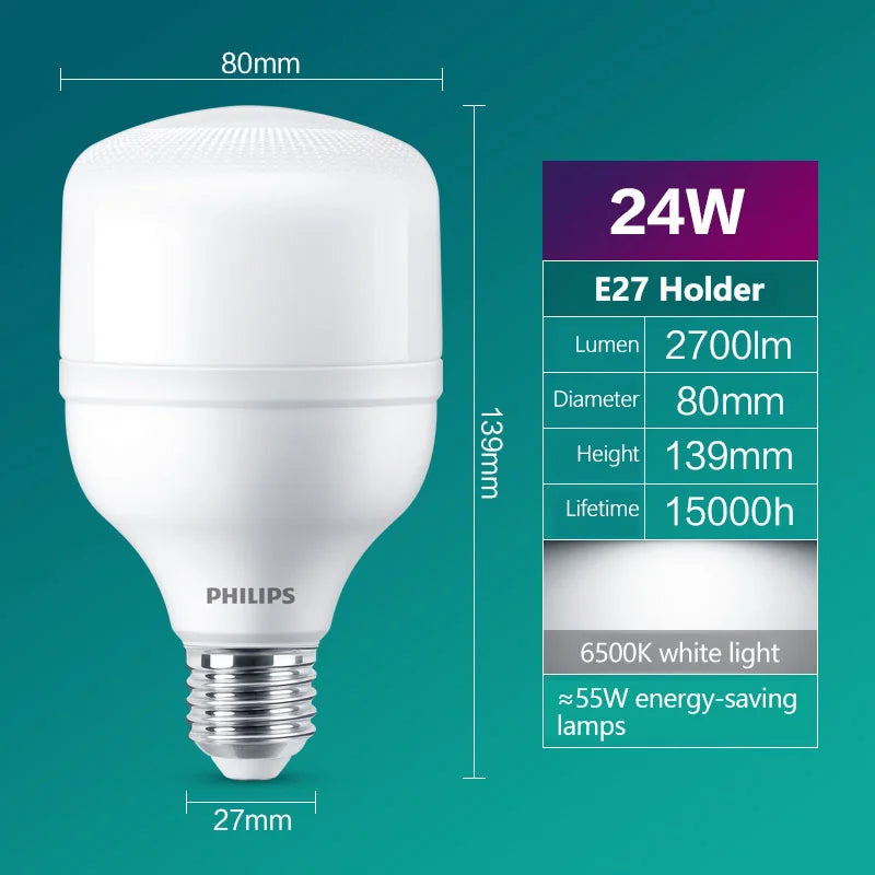 Philips LED E27 E40 TrueForce Core 24W 30W 40W 50W 65W Lampadina a forma di T 6500k Luce bianca brillante 220V-240V Lampada da strada a LED Sostituisci HID