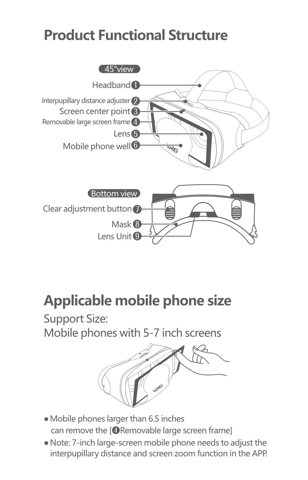 VRG Pro Realtà Virtuale Occhiali VR Dispositivi per cuffie Viar 3D Occhiali per casco Lenti Smart per Smartphone Cellulare Set di giochi per dispositivi mobili