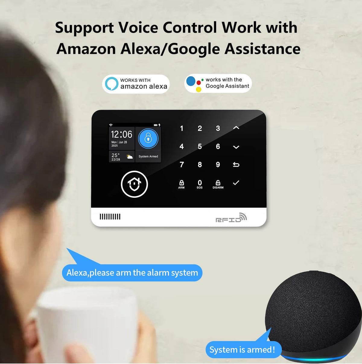 Kit Sistema di Allarme Domestico Intelligente Tugard con WiFi GSM, Sirena Wireless 120dB, Sensore di Movimento, Controllo Remoto tramite App Tuya