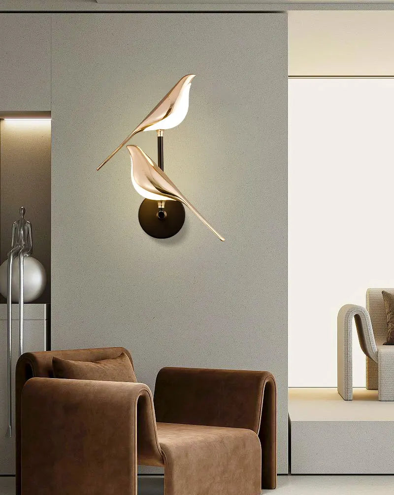 Lampade da Parete LED Girevoli a Forma di Uccello Magpie con Spina EU/US per Comodino, Camera da Letto, Lampade da Parete Nordiche, Applique per Cucina e Sala da Pranzo