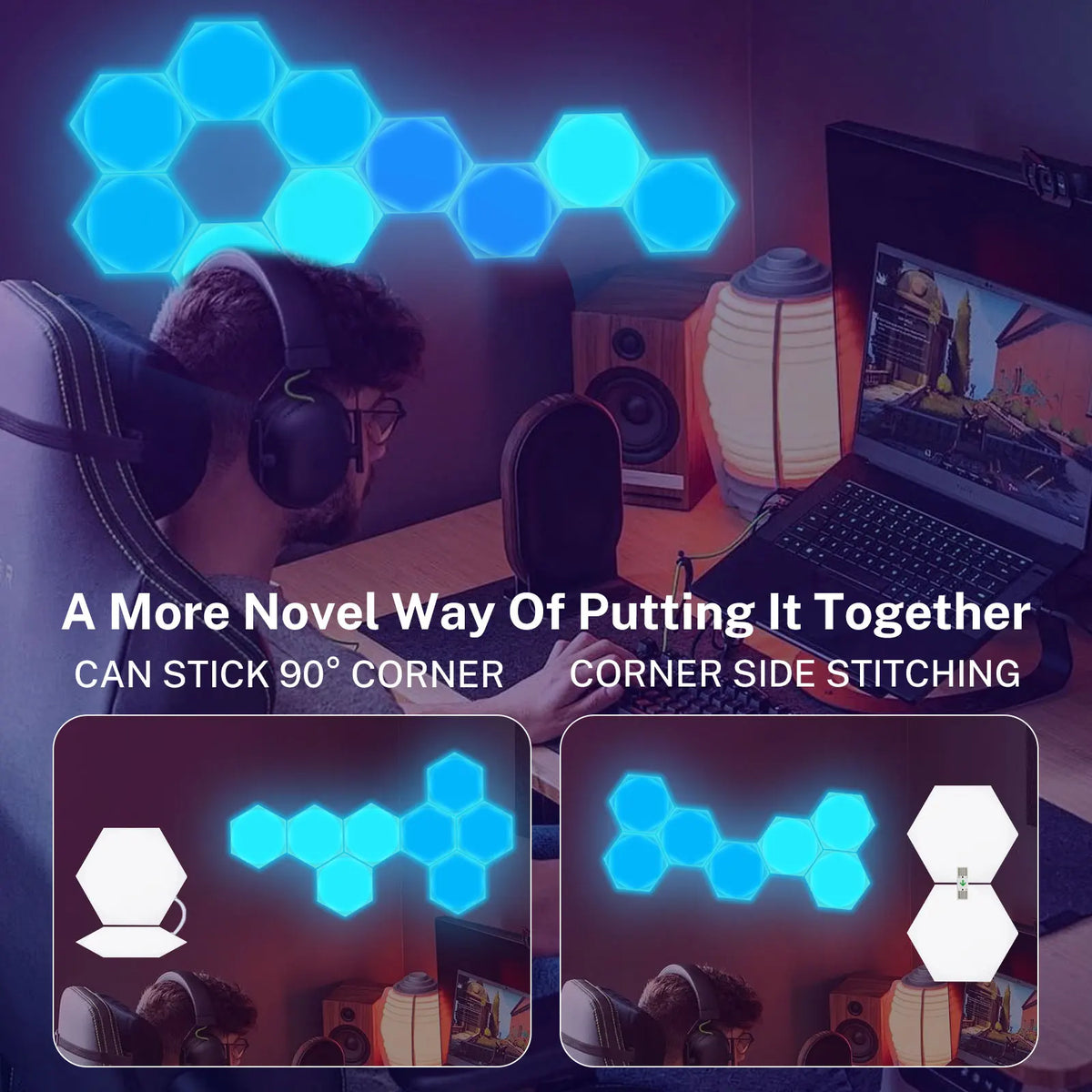 Lampada da parete a LED sottile Smart RGB Quantum Lamp APP Pickup Light per sala da gioco ufficio sfondo decorazione della parete luce notturna