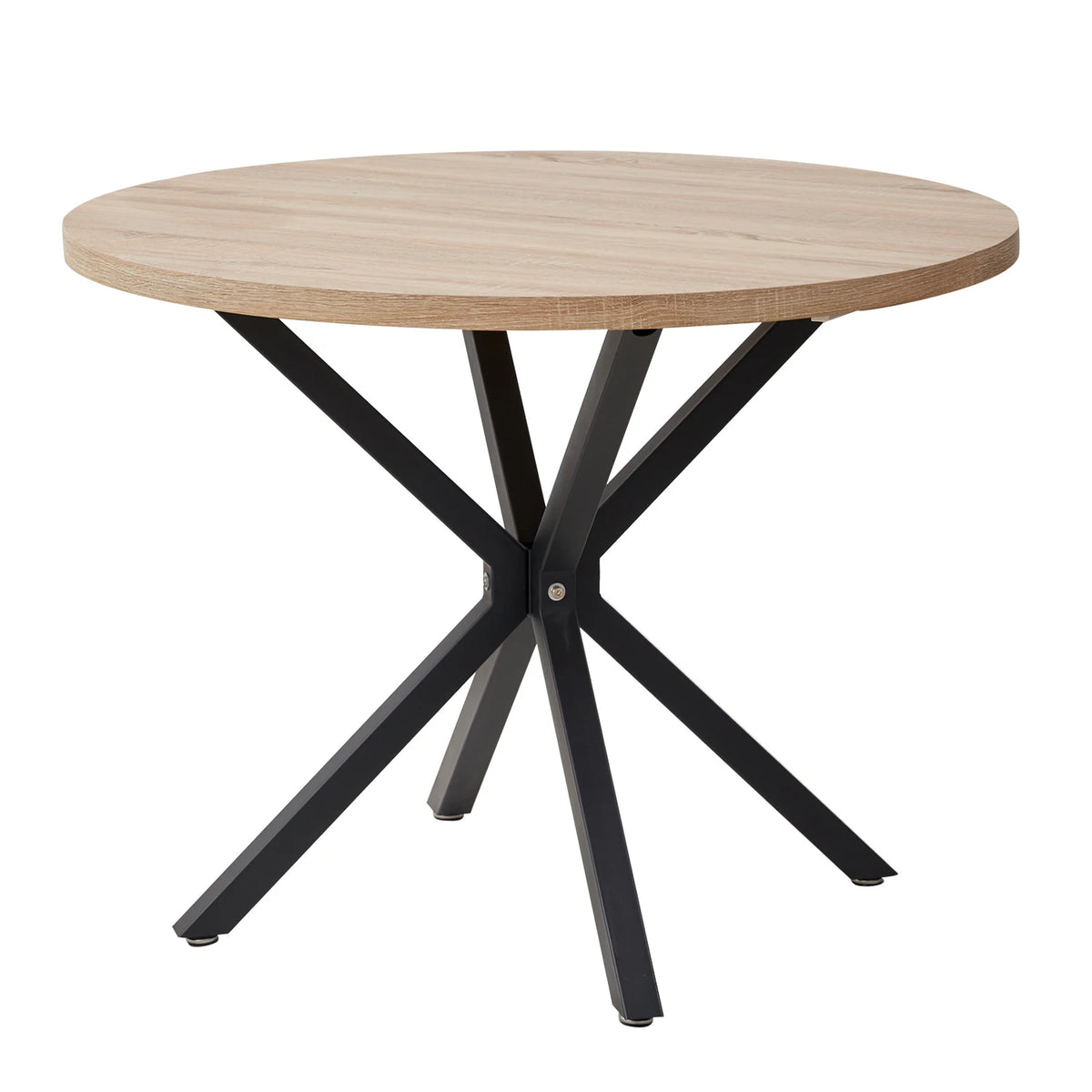 Tavolo da pranzo rotondo in stile nordico EGOONM, 100 cm, piano in MDF, gambe in metallo nero, ideale per sala da pranzo, cucina e arredamento della casa.