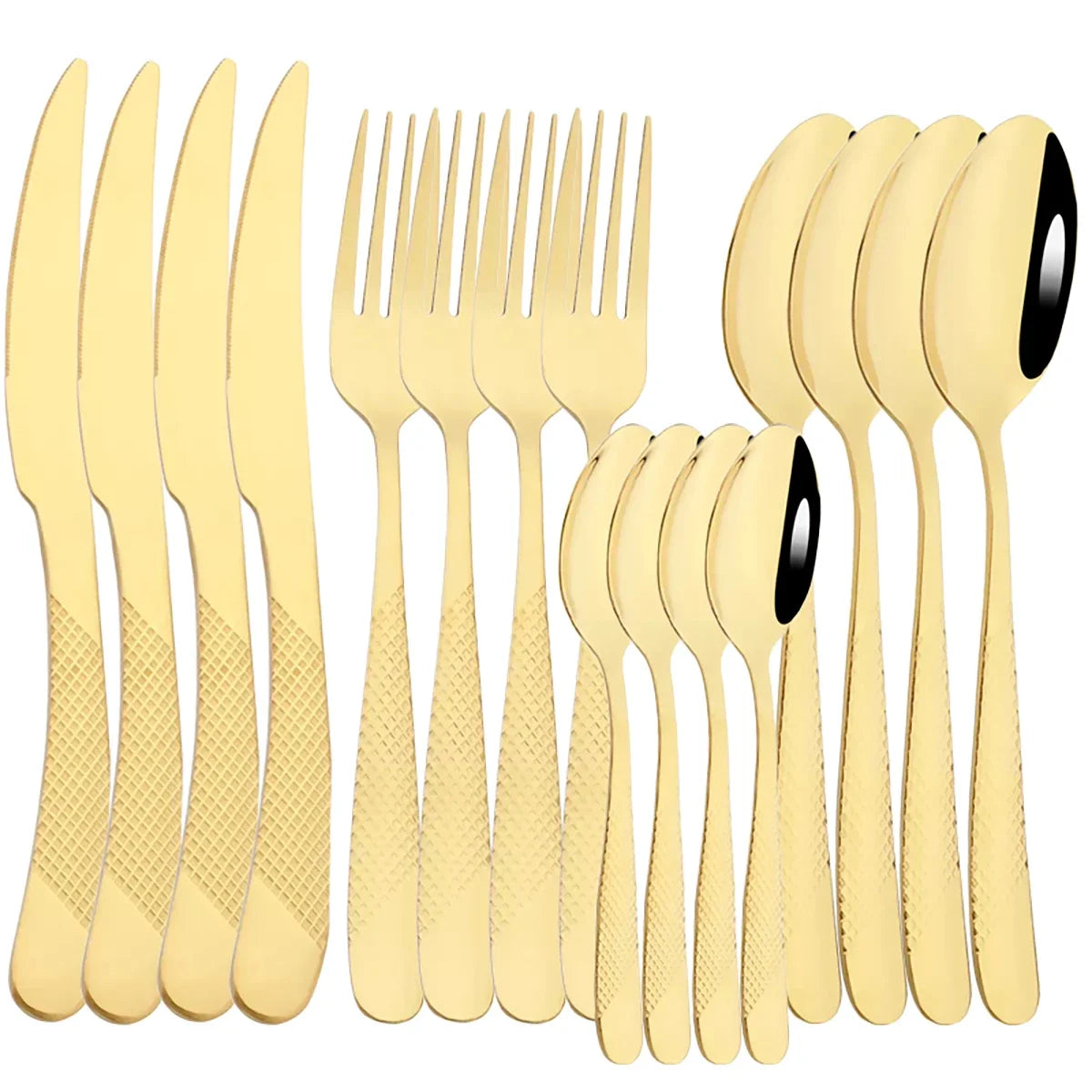 Set di posate in acciaio inossidabile da 16 pezzi - Set di posate nere, lucidate a specchio, lavabili in lavastoviglie, include coltelli, forchette e cucchiai
