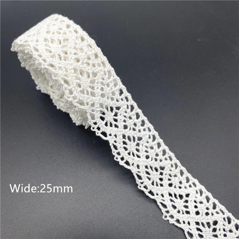 10mm-50mm 2 metri di nastro di pizzo di cotone 100% bianco per abbigliamento tessuto da cucito rifiniture in cotone all'uncinetto nastro di pizzo accessori fatti a mano