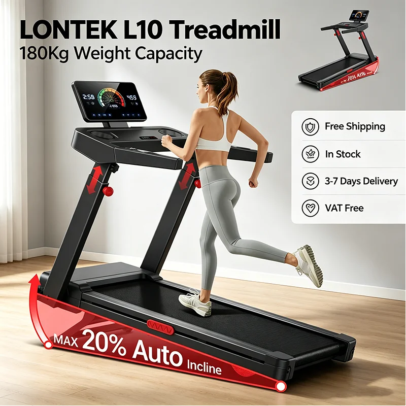 Tapis roulant pieghevole LONTEK L10 con inclinazione automatica del 20% e sensori di pulsazioni, 14 km/h. Questo tapis roulant compatto e pieghevole presenta un'inclinazione automatica del 20%, un motore silenzioso da 3,5 HP