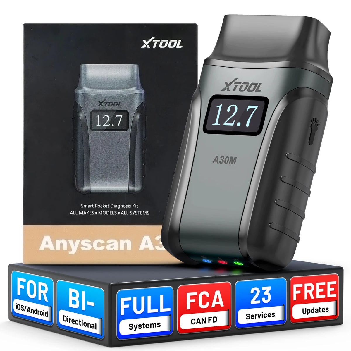 XTOOL A30M OBD2 Scanner Strumenti diagnostici Bluetooth Scanner automobilistico Aggiornamento gratuito a vita Bidirezionale CAN FD FCA 26+ Reset