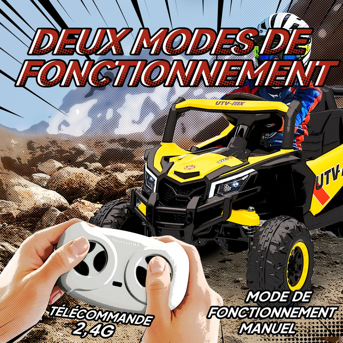 Auto Elettrica 12V per Bambini, Buggy Elettrico con Telecomando 2,4G, Sistema di Avvio Graduale
