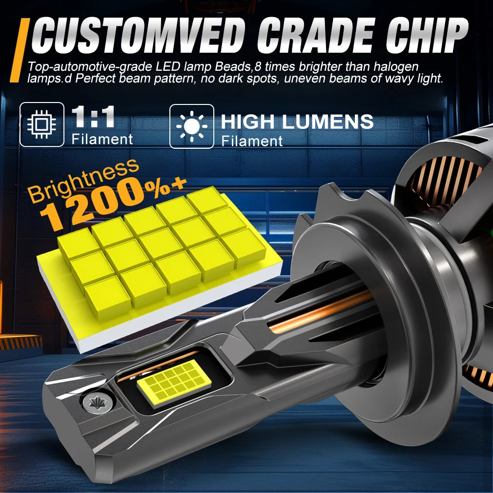 XSTORM H7 Lampadine LED per Fari H1 H4 H11 9005 9006 9012 Luci LED Canbus 80000LM 400W Fari Auto con Ventola Turbo 6000K
