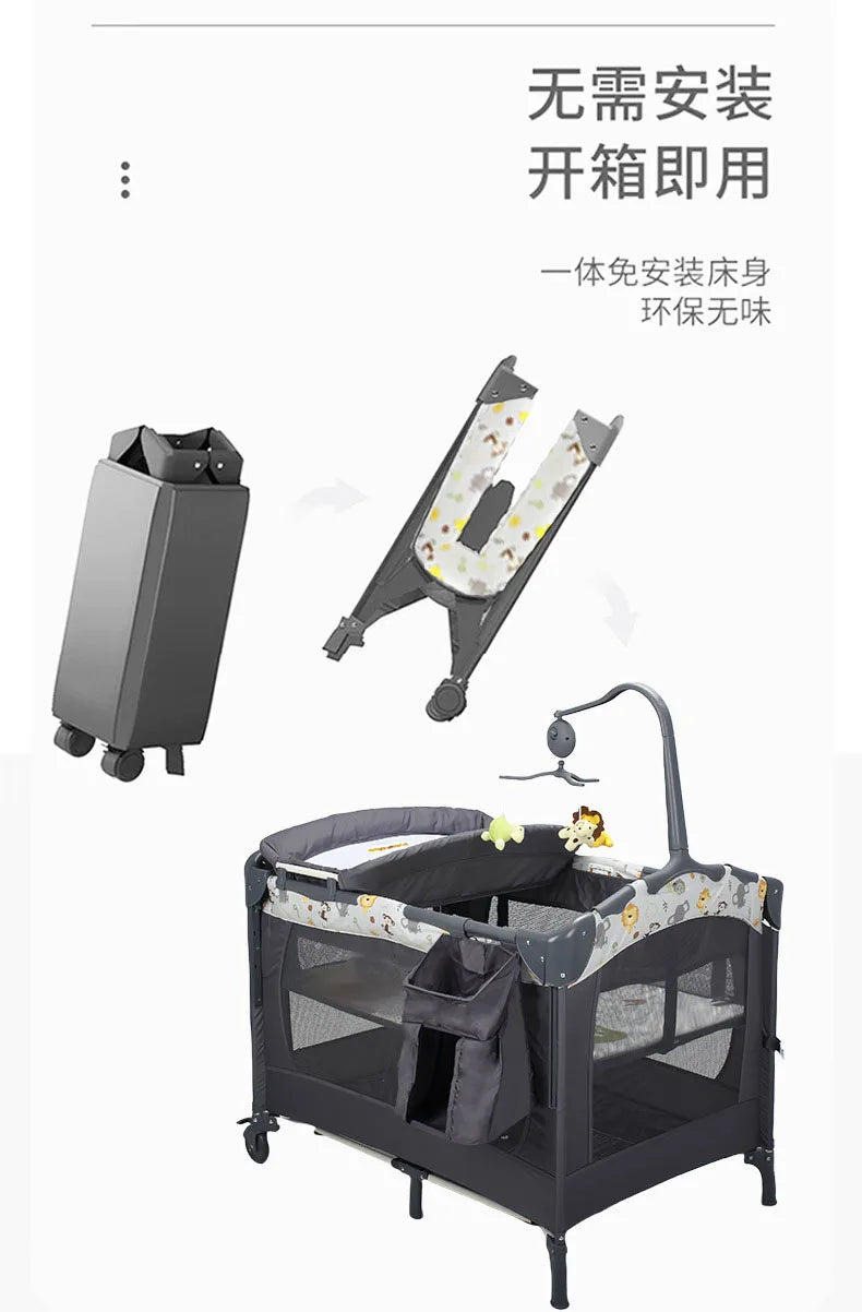 Culla per neonati 3 in 1, lettino da affiancare al letto, box portatile da viaggio con fasciatoio e giocattoli