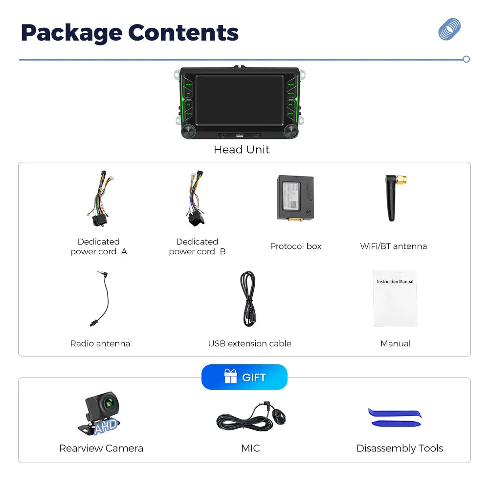 MEKEDE Sistema Multimediale con Navigazione GPS, CarPlay Wireless e Android Auto da 7/9 pollici per Volkswagen Passat B6 B7 Golf 5 6 Polo CC T5 SEAT Altea Toledo Leon Skoda Combi Yeti Superb