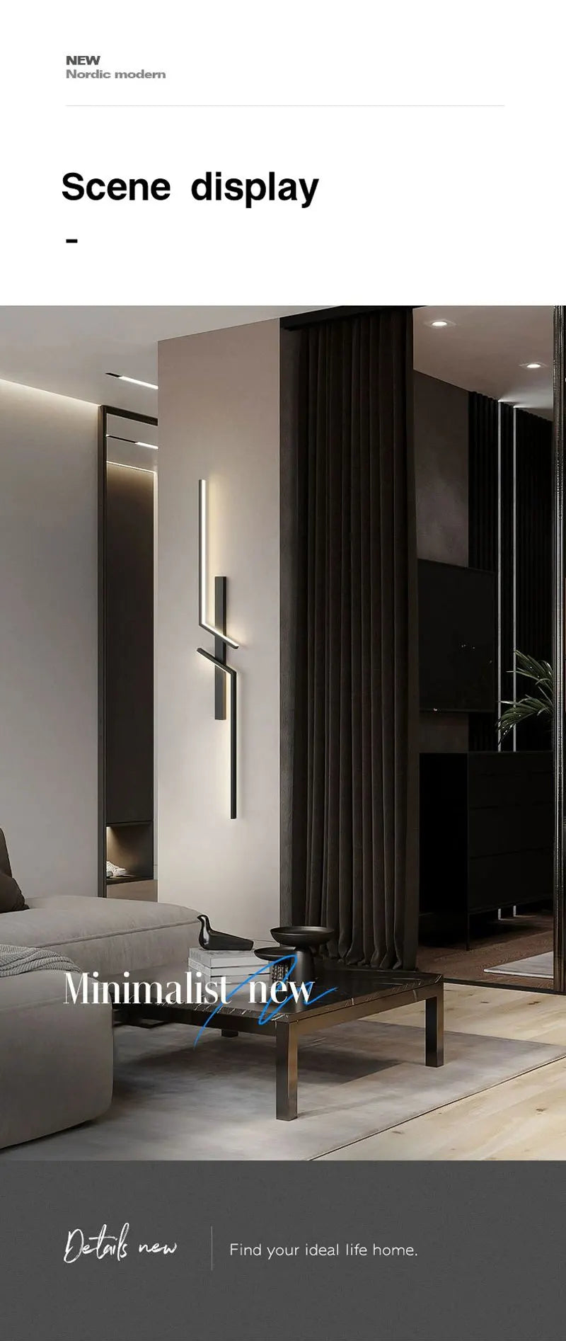 Lampade da parete a LED nordiche per corridoio corridoio 60cm/80cm/100cm Luci da parete a LED interne Sconce da parete Illuminazione per cucina Sala da pranzo
