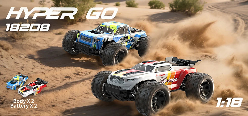 Local+ HYPER GO MJX 12212 1:12 18208 1:18 Monster Truck RC Elettrico a Quattro Ruote Motrici 3S ad Alta Velocità con Motore Brushless, Auto RC Fuoristrada 4x4 con Spedizione Locale in 24h dall'UE