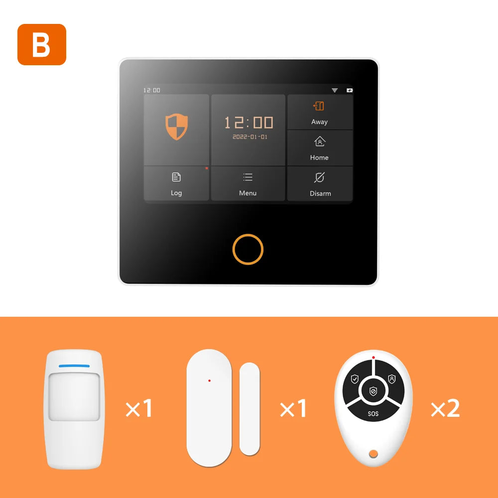 Staniot WiFi SecPanel 5 sistema di allarme domestico Wireless Tuya Smart 4.3 "Kit di sicurezza Touch Screen sirena integrata APP telecomando,Batteria integrata da 1500 mAh, supporto per Alexa