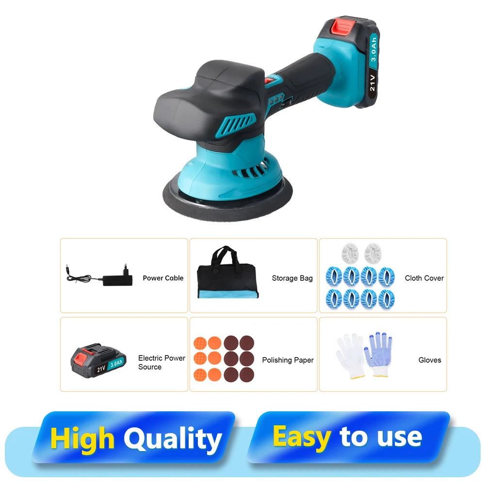 Lucidatrice Orbitale Elettrica Senza Fili Podofo 6 Pollici, Kit Mini Lucidatrice a 6 Velocità Variabili 5500RPM per Auto e Barche, con 2 Batterie Ricaricabili