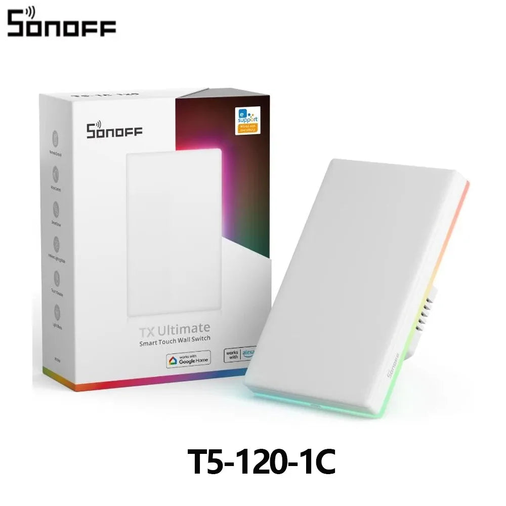 Sonoff TX Ultimate SONOFF T5 86 Interruttore da parete Sonoff Accesso completamente touch Bordo luminoso a LED Telecomando multi-sensorio tramite EWeLink