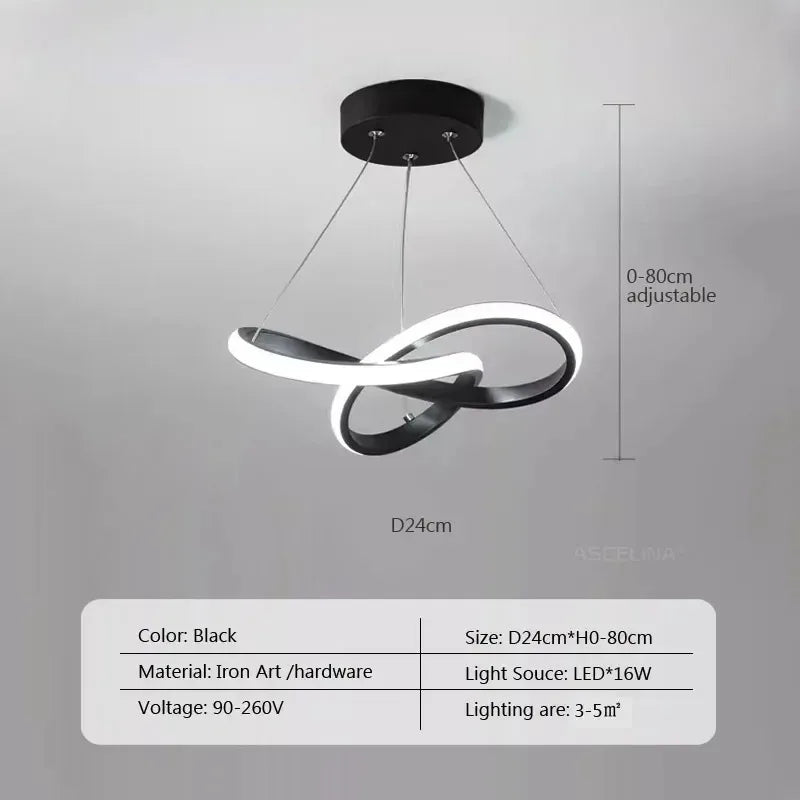 Lampada a sospensione moderna a LED con design irregolare aerodinamico Piccola lampada a sospensione creativa per camere da letto, sala da pranzo, sale studio